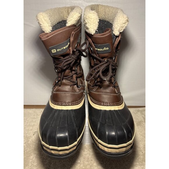 Outbound Size 9 Mens Brown & Black Insulated Winter Boots With Sherpa Lining - Picture 6 of 15